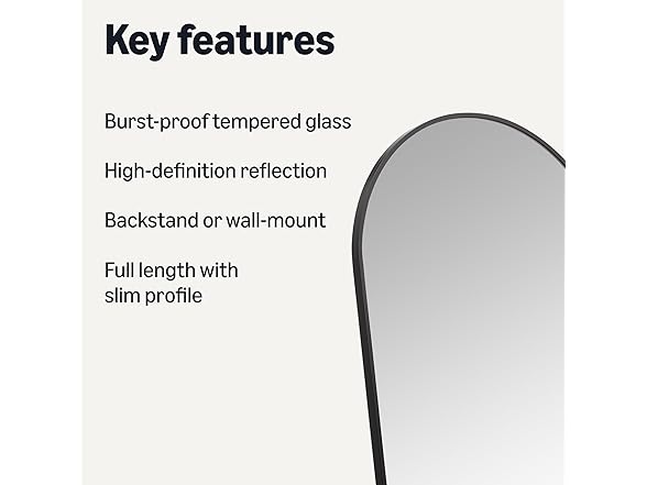 Amazon Basics Full Length Floor Mirror, 59" x 16", Black