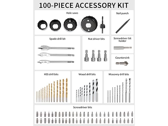 100-Piece Drill & Screwdriver Bit Set