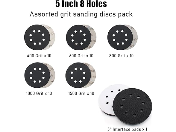 50pc 5" Sanding Discs Hook Loop