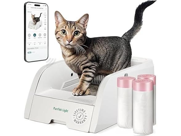 PetCove PurrTek Light Open Top Litter Box Self Cleaning