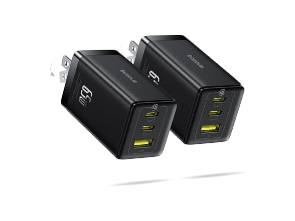 (2 Pack) Baseus 65W USB C Charger Block