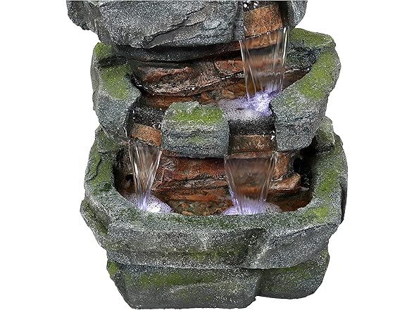 Sunnydaze 23-Inch Stone Waterfall Outdoor Tiered Fountain