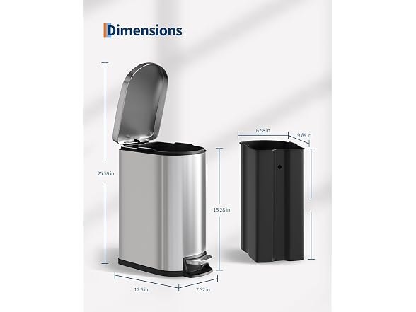 Takywep 13 Gal/50L & 2.6 Gal/10L Stainless Steel Trash Can Combo Set