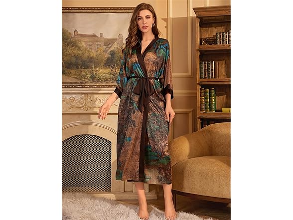 Kihnop Women's Floral Long Kimono Robe