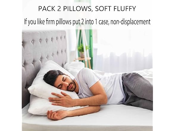 Acteb Ultra Thin Bed Pillows, 2-Pack