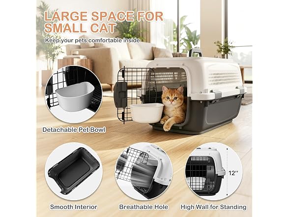 MoNiBloom 19.5 Inches 2-Door Hard Cat Carrier