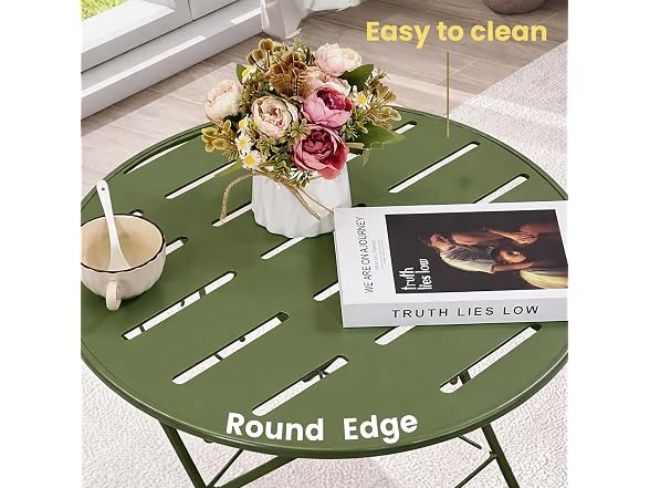 3-Piece Green Metal Folding Bistro Set - Gallery 3