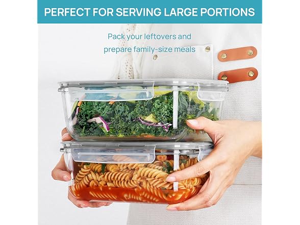 Vtopmart Grey 2 Pack 63oz Glass Containers W/ Lids