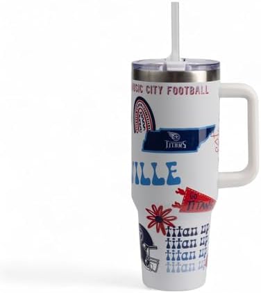 The Memory Company Official Licensed 40oz Team Spirit Stainless Steel Tumbler - Vacuum-Insulated Double-Wall Travel Cup With Handle and Straw Lid