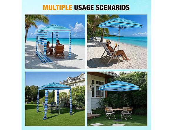 Beach Shade Canopy UPF 50+ 6x6 Blue