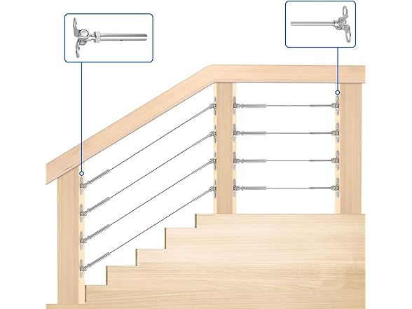 Cable Railing Kit 1/8" Swage Toggle Turnbuckle Hardware