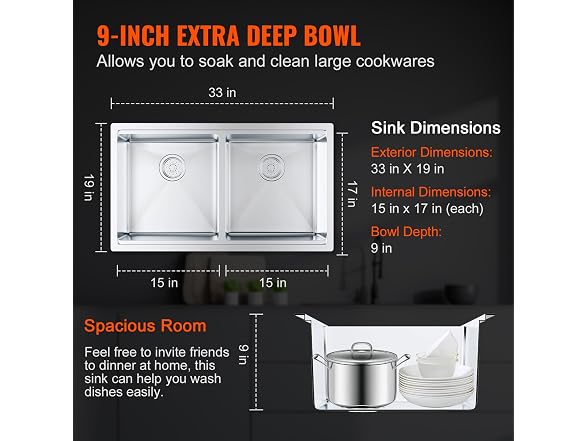 EVOR Kitchen Sink, 304 Stainless Steel