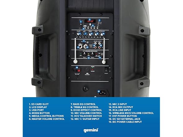 Gemini Portable Bluetooth Karaoke Speaker