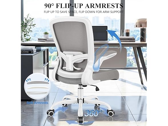 FelixKing Office Chair, Ergonomic Desk Chair Breathable Mesh Chairs Adjustable High Back Lumbar Support Flip-up Armrests, Executive Rolling Swivel Comfy Computer Chairs Home Office Gray (Open Box)