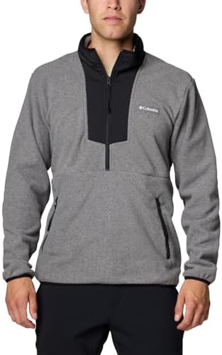 Columbia Men's Sequoia Grove Half Zip Fleece, City Grey Heather/Black, Small