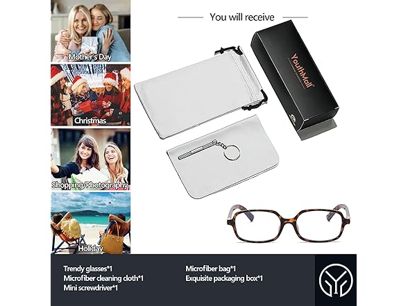 YouthMall Retro Rectangular Glasses