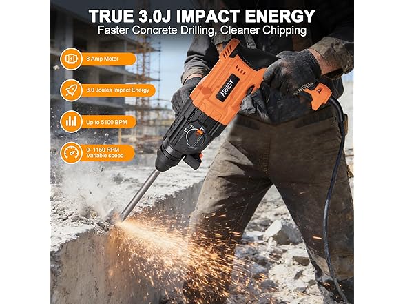 Athnevy FA0701 1 Inch SDS-Plus Rotary Hammer Drill