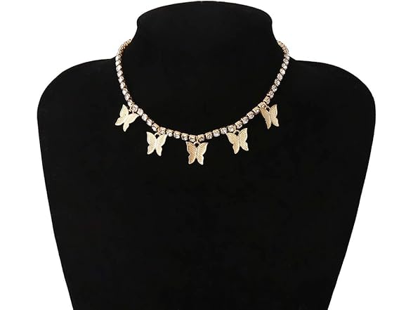 Doubnine Butterfly Necklace Choker CZ
