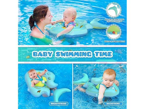 Balhvit No Flip Over Baby Pool Float Blue XL