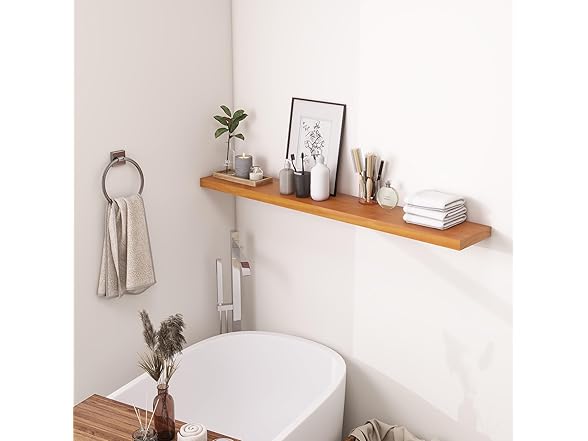 Honey Oak Wood Floating Shelf