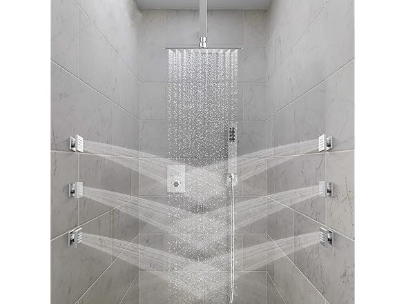 Shower System with Body Jets: EVERSTEIN, Brushed Nickel