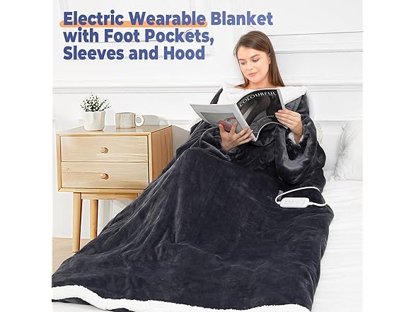Electric Wearable Blanket with Sleeves