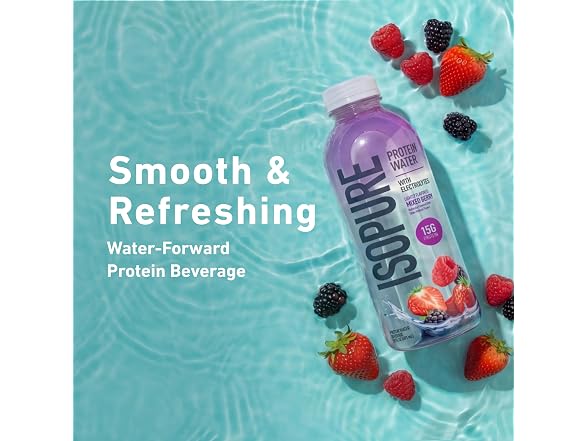 12PK Isopure Clear Protein Water Electrolytes, Berry