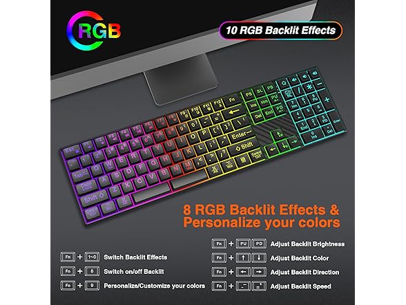 Large Print RGB Backlit Keyboard