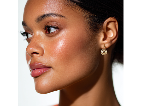 14K Gold Flower Huggie Earrings