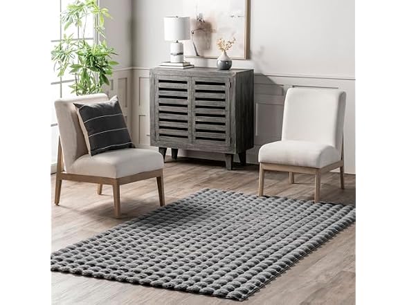 Nuloom Jeni 6 Sq Faux Rabbit Dark Grey