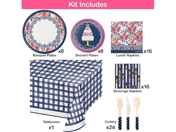 Dolly Parton Celebrate Floral Party Supplies Kit, Serves 8