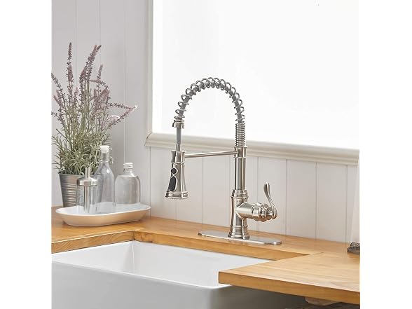 Kitchen Faucet with Pull Down Sprayer, Brushed Nic