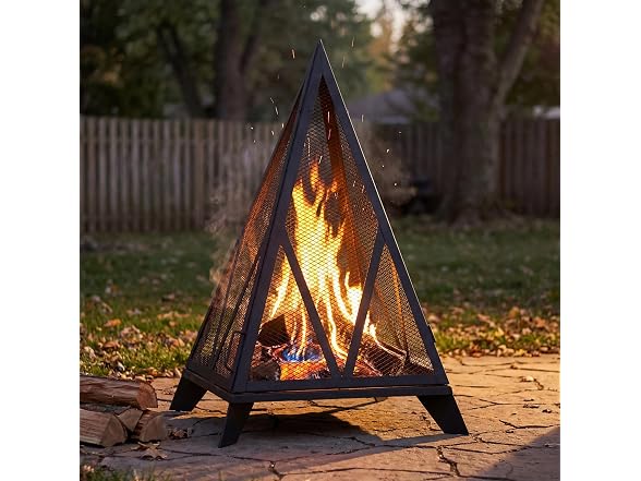 Sunnydaze Decor Pyramid Fire Pit Black - Gallery 7