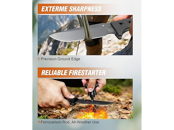 HX OUTDOORS Fixed Blade Knife | 3.7in Fixed