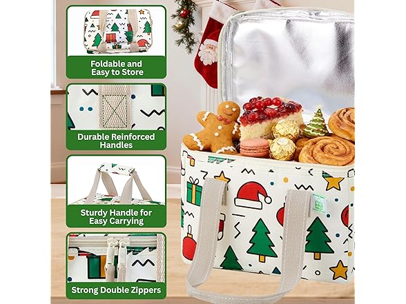 Veno ILB-0004 2 Pack Christmas Insulated Lunch Bag