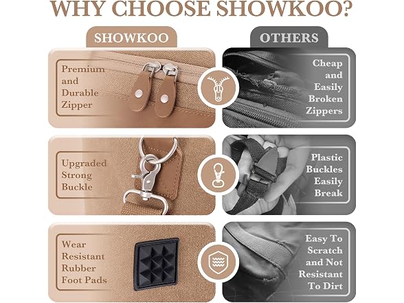 SHOWKOO Khaki 60L Duffle Bag