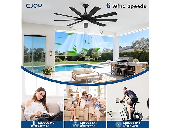CJOY Ceiling Fan with Light | 72in