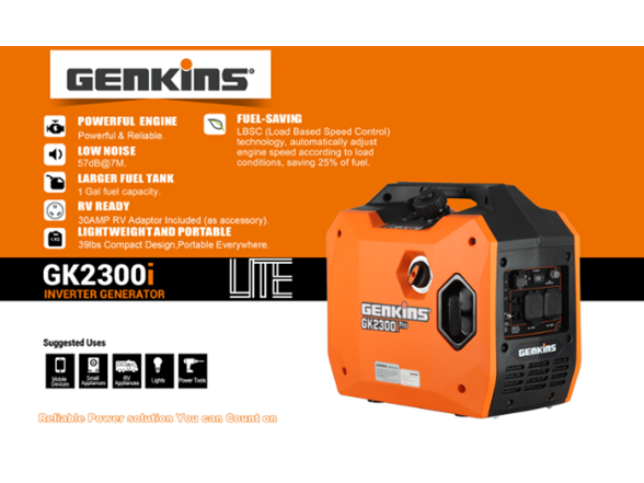 Genkins 2300 Watt Portable Inverter Generator