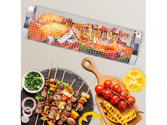 GRUNEN WOLKEN Rolling Grill Baskets 2Pk