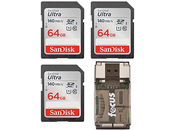 SanDisk 64GB 140 MB/s SDXC Memory Card (3-pack)