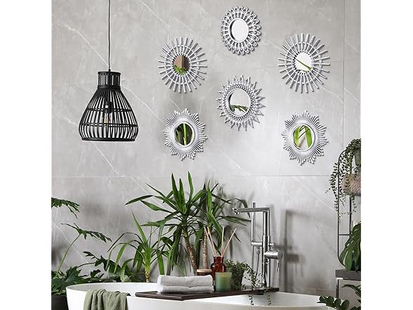 6 Pc Sun Mirrors for Wall Décor