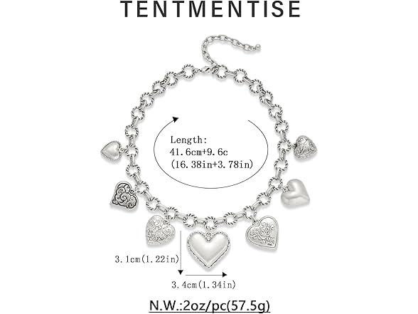 TENTMENTISE Silver Heart Necklaces