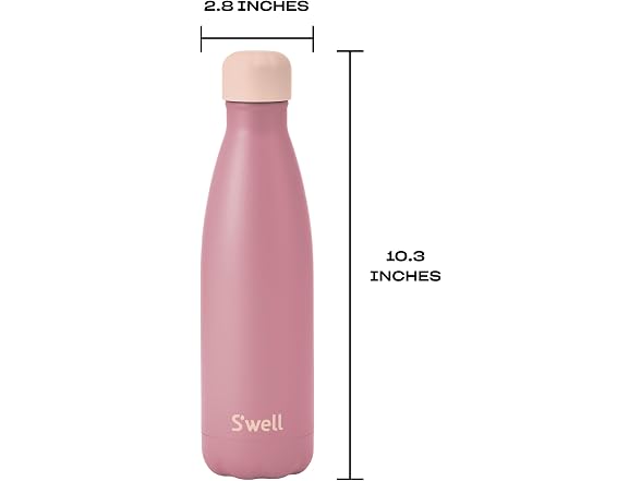 S'well Stainless Steel Water Bottle, 17oz, Dusty Pink