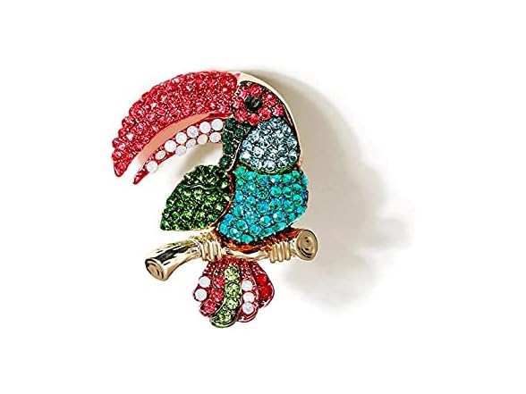 Rosette Hair Rhinestone Toucan Brooch