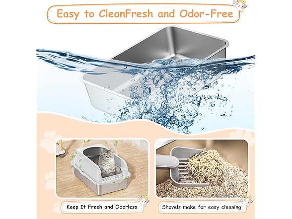 Stainless Steel Litter Box with Lid