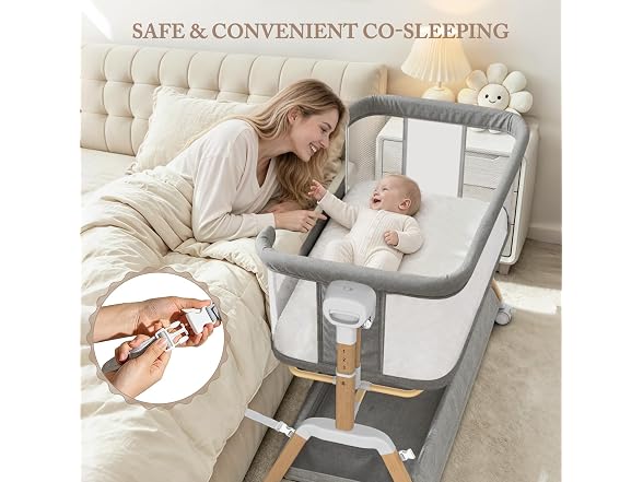 Bolmen Grey Rocking Bassinet Bedside Sleeper
