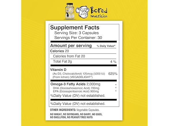 Bored Nutrition Vegan Omega 3 and D3