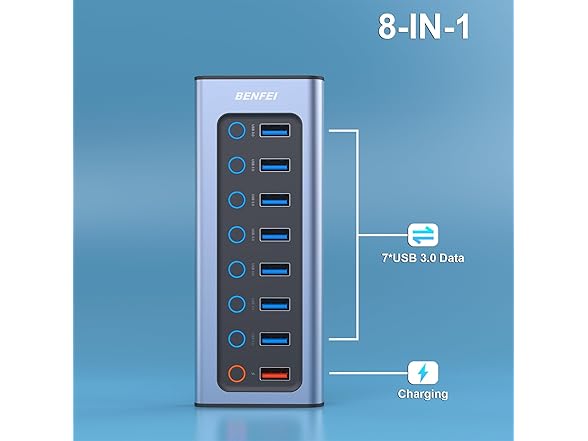 BENFEI 8-Port USB Hub w/Power