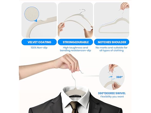 YSSOA Velvet Hangers 70 Pack White