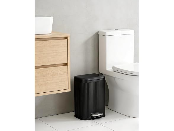 PrecisionAuto 12L Black Stainless Steel Trash Can with Lid